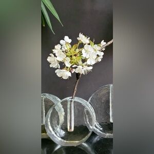 Vtg Wiesenthalhütte Solifleur block heavy glass bud vase 70s - ice glass MCM